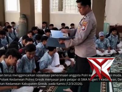 Polsek Kedamean Sosialisasikan Penerimaan Anggota Polri 2026 di SMA N 1 Kedamean