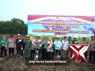Polres OKI bersama jajaran Forkopimda OKI melaksanakan kegiatan penanaman jagung serentak Kuartal 1