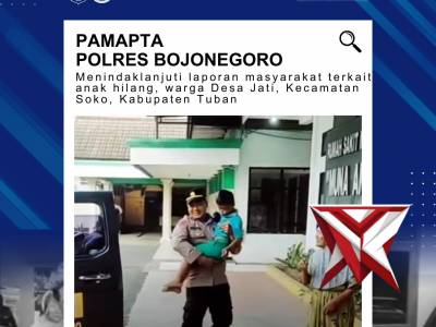 Pamapta Polres Bojonegoro Evakuasi Anak yang Terpisah dari Orang Tuanya