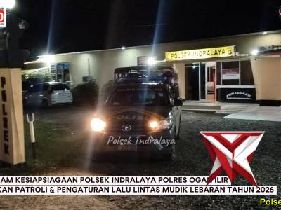 Apel malam kesiapsiagaan Polsek Indralaya Polres Ogan Ilir, dalam rangka arus mudik lebaran 2026.
