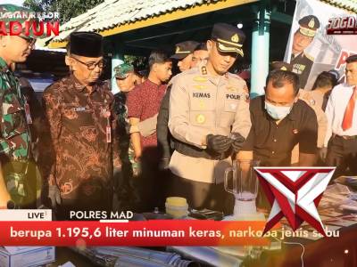 Pemusnahan Barang Bukti Hasil Ops Pekat Semeru 2026, Polres Madiun Perkuat Kamtibmas