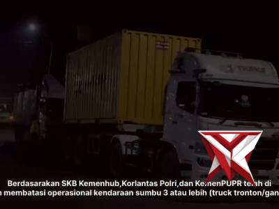 Antisipasi Puncak Arus Mudik Lebaran 2026, Polres Sukabumi Kota Sekat Kendaraan Sumbu 3 di Perbatasa