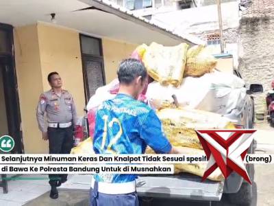 Polsek banjaran kirim barang bukti miras dan ratusan knalpot tdk sesuai sfesipikasi teknis