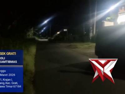 ANGGOTA POLSEK GRATI MELAKSANAKAN PATROLI ANTISIPASI 3C DI JALUR PEDALAMAN DESA CUKURGONDANG.