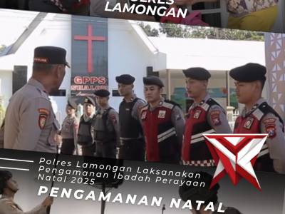 Polres Lamongan melaksanakan pengamanan Ibadah Perayaan Natal 2025