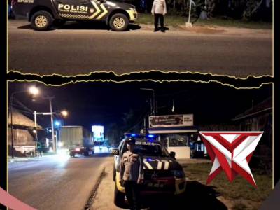 patroli malam rutin personil polsek martapura cegah pungli di jalan lintas tengah sumatera