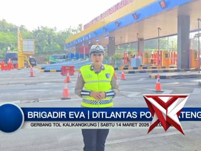 Live Report Ditlantas Polda Jateng Kondisi Gerbang Tol Kalikangkung Pada Hari Sabtu 14 Maret 2026