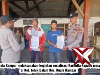 Polsek Kuala Kampar Melaksanakan Sosialisasi Karhutla di Kel. Teluk Dalam