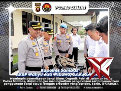 Kapolres Sambas Pimpin Pemeriksaan Senpi Personel, Jaga SOP dan Minimalisir Penyalahgunaan