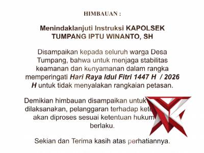 Dilarang Menyalakan PETASAN di Wilayah Desa Tumpang