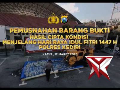 Pemusnahan BB Miras Polres Kediri dan Forkopimda Kabupaten Kediri