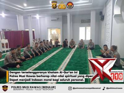 Menebar Kebaikan di Bulan Suci: Tadarus & Khataman Al-Qur'an Personel Polres Musi Rawas