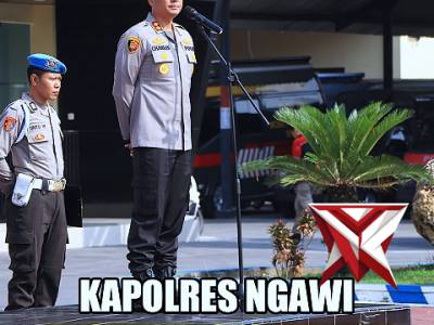 Kapolres Ngawi AKBP Charles Pandapotan Tampubolon, S.I.K., S.H., M.H. memimpin apel pagi