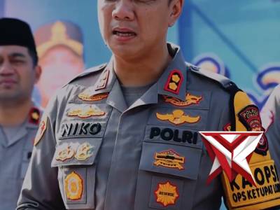Kapolres Cimahi, AKBP Niko N Adi Putra, S.H., S.I.K., M.H., memimpin pelepasan peserta mudik Polres