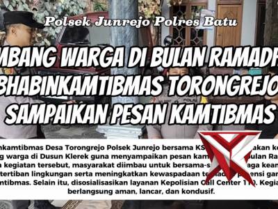 Sambang Warga di Bulan Ramadhan, Bhabinkamtibmas Torongrejo Sampaikan Pesan Kamtibmas