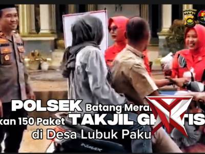 Aksi Simpatik Polsek Batang Merangin: Tebar 150 Paket Takjil untuk Masyarakat di Desa Lubuk Paku - PoliceTube