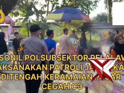 Patroli jalan Kaki Cegah C3 Polsubsektor Pelalawan