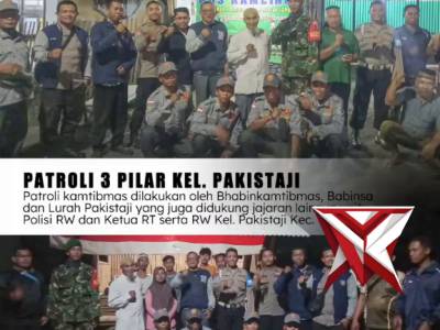 Patroli kamtibmas dilakukan oleh Bhabinkamtibmas, Babinsa dan Lurah Pakistaji