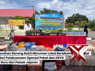 Pemusnahan Barang Bukti Minuman Lokal Beralkohol Jenis Sopi
Hasil Operasi Pekat dan KRYD
Polres Buru