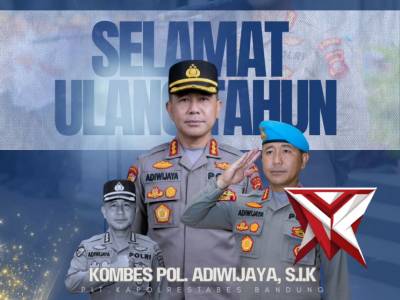 Selamat Ulang tahun 
Plt.Kapolrestabes Bandung
Kombes Pol. Adiwijaya S.I.K.