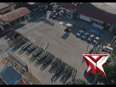 Apel Gelar Pasukan Operasi Ketupat Semeru 2026 digelar di halaman belakang Mapolres Kediri