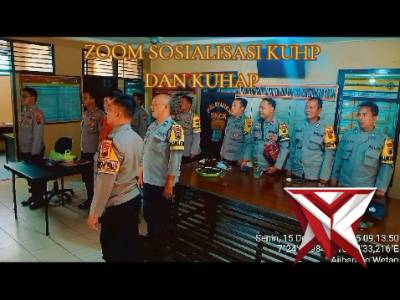 Personil Polsek Ajibarang Melaksanakan Zoom Meeting Terkait KUHP Dan KUHAP