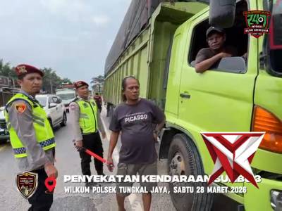 11 Polres Muba melakukan Pengandangan kendaraan sumbu 3