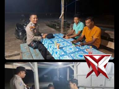 patroli dan pengecekan satkamling oleh personil polsek rantau kopar