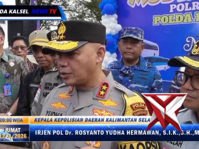 Kapolda Kalsel beserta Ketua Bhayangkari Daerah Kalse melepas rombongan mudik gratis presisi