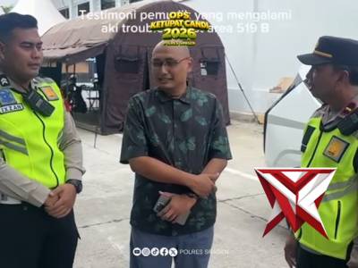 Kesiapan Petugas Pospam 519 B membantu pemudik yang mati Aki mobil
