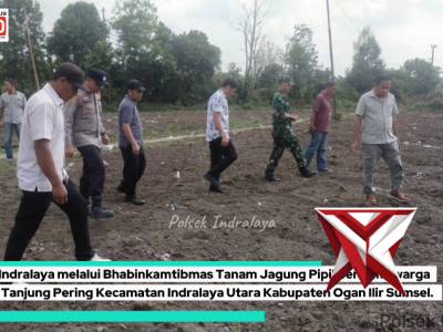 Kapolsek Indralaya melalui Bhabinkamtibmas melaksanakan penanaman jagung pipil