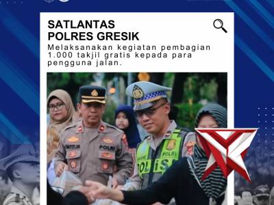 Satlantas Polres Gresik Dampingi Wakil Bupati Bagikan 1.000 Takjil Gratis