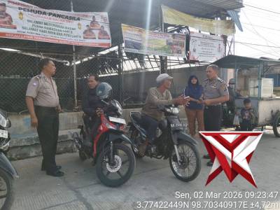 Sat Binmas Polres Pelabuhan Belawan Sambangi Warga dan Pedagang, Ajak Bersama Jaga Kamtibmas