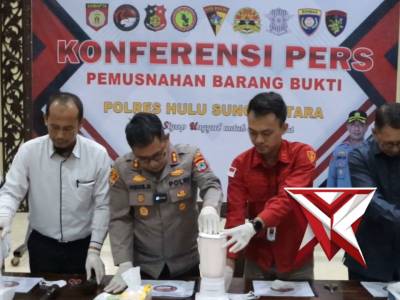 Polres HSU Musnahkan 446,84 Gram Sabu Hasil Ungkap 4 Kasus Rutin Awal 2026
