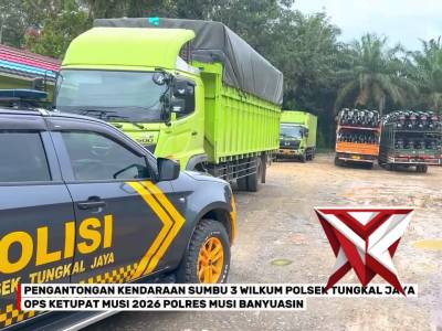 Pengandangan kendaraan sumbu tiga di kantong parkir wilayah Kec. Tungkal Jaya