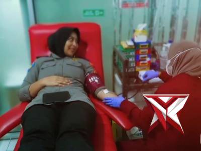 DONOR DARAH BERSAMA POLWAN POLRES BANJAR DALAM RANGKA HUT POLWAN KE-77