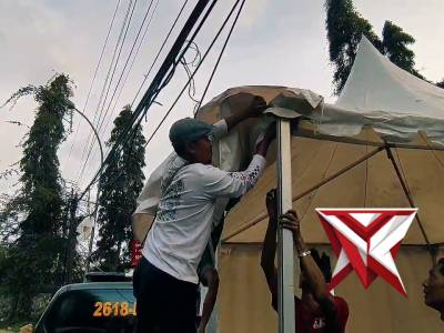 Pos pengamanan ops ketupat Polsek Cimenyan