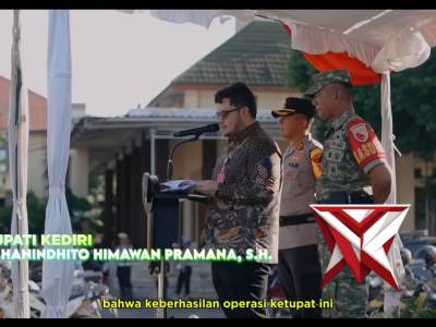 Apel Gelar Pasukan Operasi Ketupat Semeru 2026 digelar di halaman belakang Mapolres Kediri