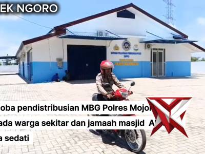 Uji coba pendistribusian MBG Polres Mojokerto kepada warga sekitar dan jamaah masjid Al Abror
