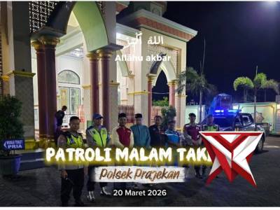 Polsek Prajekan lakukan Patroli Malam Takbir untuk Harkamtibmas Wilayah Kecamatan Prajekan.
