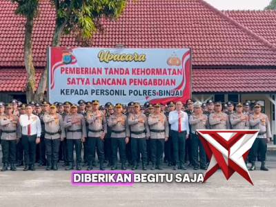 Polres Binjai Upacarakan Terhadap Pemberian Tanda Kehormatan Satya Lencana Polri