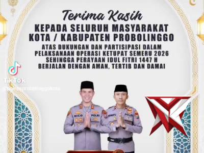 Terima kasih atas dukungan dan partisipasi dalam pelaksanaan Ops. Ketupat Semeru 2026.