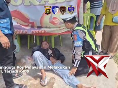 SAAT ANGGOTA POS PELAYANAN MELAKUKAN PATROLI, TERJADI KECELAKAAN LALU LINTAS DI KEC. SUNGAI LILIN