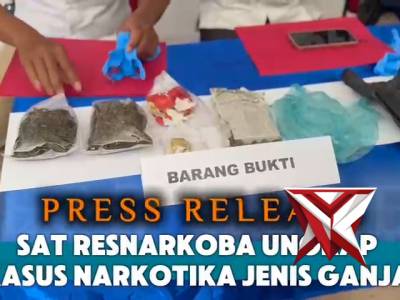 PRESS RELEASE, SAT RESNARKOBA UNGKAP KASUS NARKOTIKA JENIS GANJA