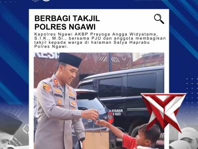 Berbagi Berkah di Bulan Suci, Polres Ngawi Bagikan Takjil