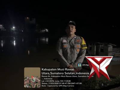 Pengecekan Debit Air Sungai Rawas Polsek Rawas Ilir