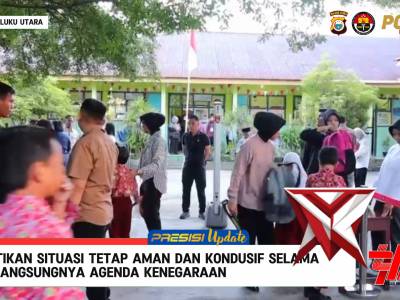 POLDA MALUKU UTARA MELKSANAKAN PENGAMANAN KUNJUNGAN WAPRES DI SD NEGERI 32 KOTA TERNATE