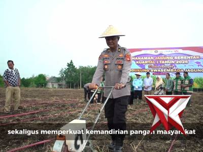Polres OKI bersama jajaran Forkopimda OKI melaksanakan kegiatan penanaman jagung serentak Kuartal 1