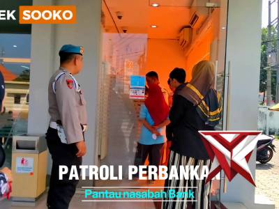 PATROLI || Personel Polsek Sooko pantau perbankan