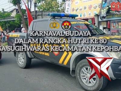 POLSEK KEPOHBARU AMANKAN KARNAVAL BUDAYA HUT RI KE 80 DESA SUGIHWARAS